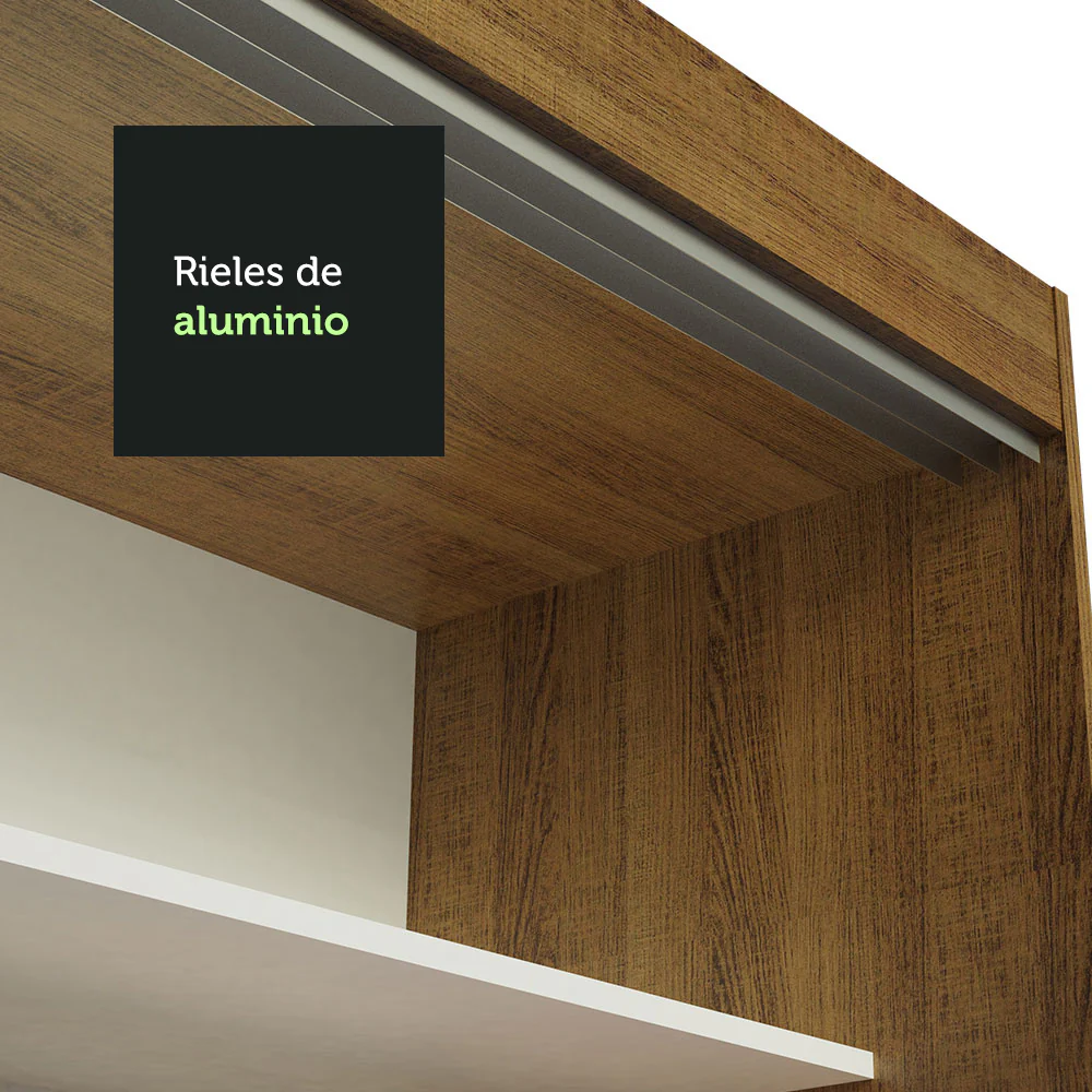 Placard Ropero Matrimonial Madesa Kansas 3 Puertas Corredizas con Espejo 3 Cajones Marrón/Negro - Image 10