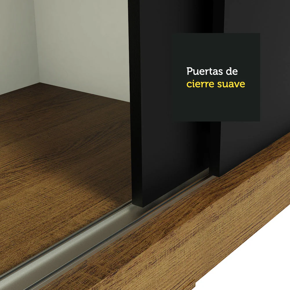 Placard Ropero Matrimonial Madesa Kansas 3 Puertas Corredizas con Espejo 3 Cajones Marrón/Negro - Image 8