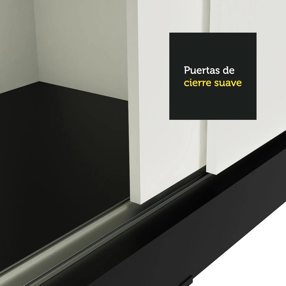 Placard Ropero Matrimonial Madesa Kansas 3 Puertas Corredizas con Espejos 3 Cajones Negro/Blanco - Image 8