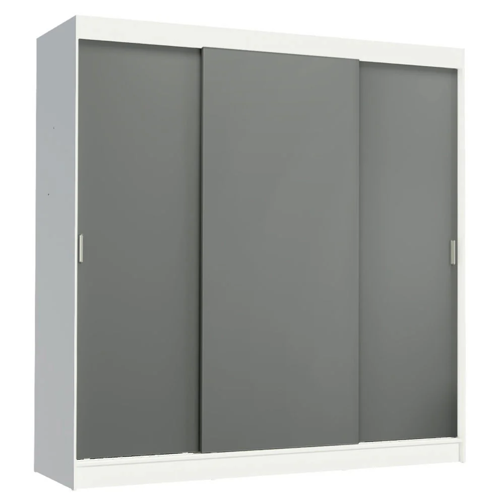Placard Ropero Matrimonial Madesa Reno 3 Puertas Corredizas Blanco/Gris - Image 3