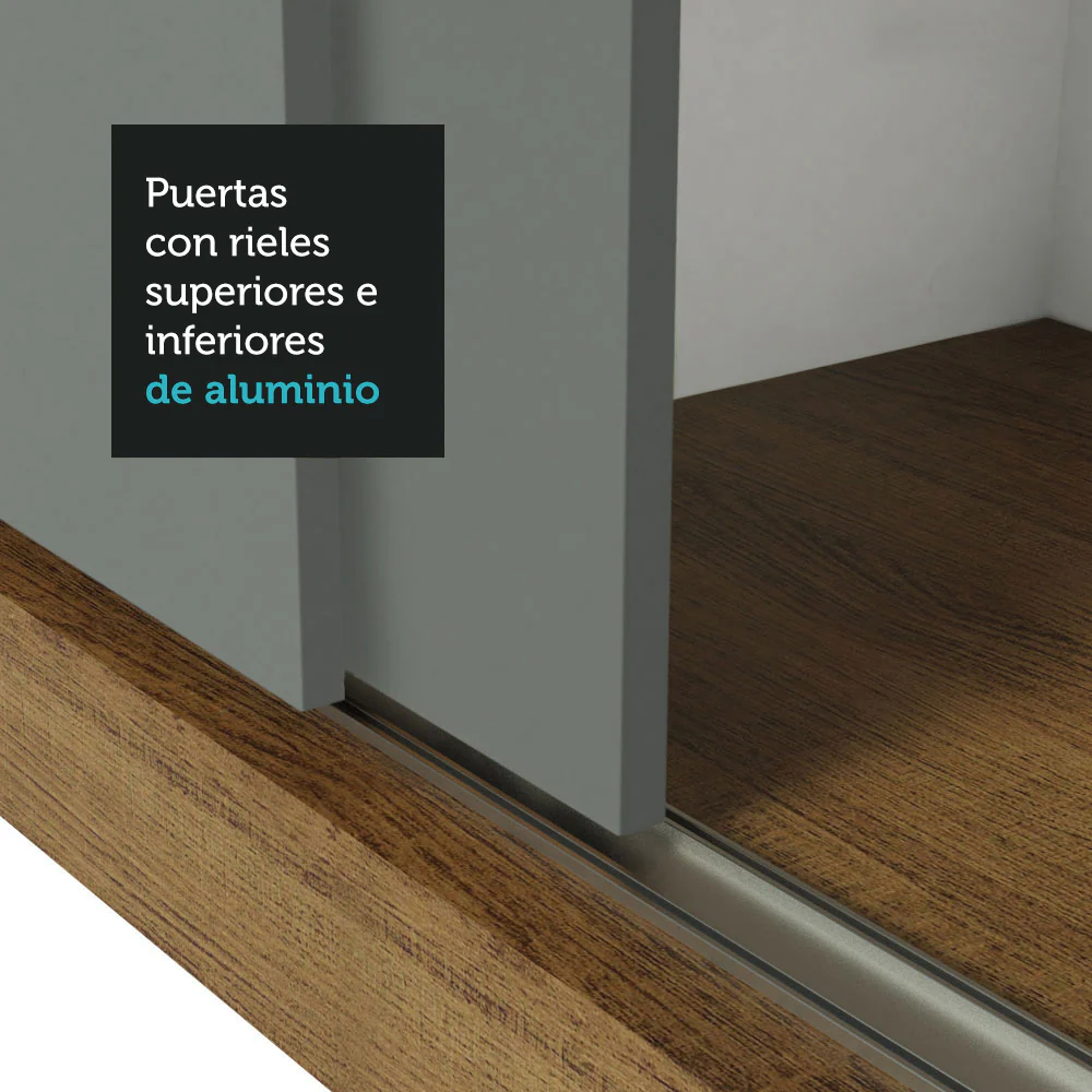 Placard Ropero Matrimonial Madesa Reno 3 Puertas Corredizas con Espejos Marrón/Gris - Image 7