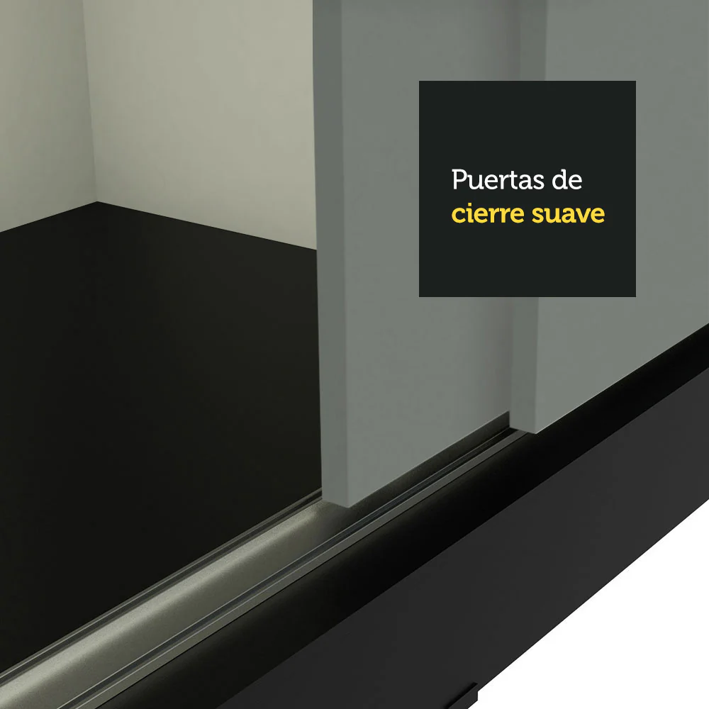 Placard Ropero Matrimonial Madesa Reno 3 Puertas Corredizas de Espejo Negro/Gris - Image 7