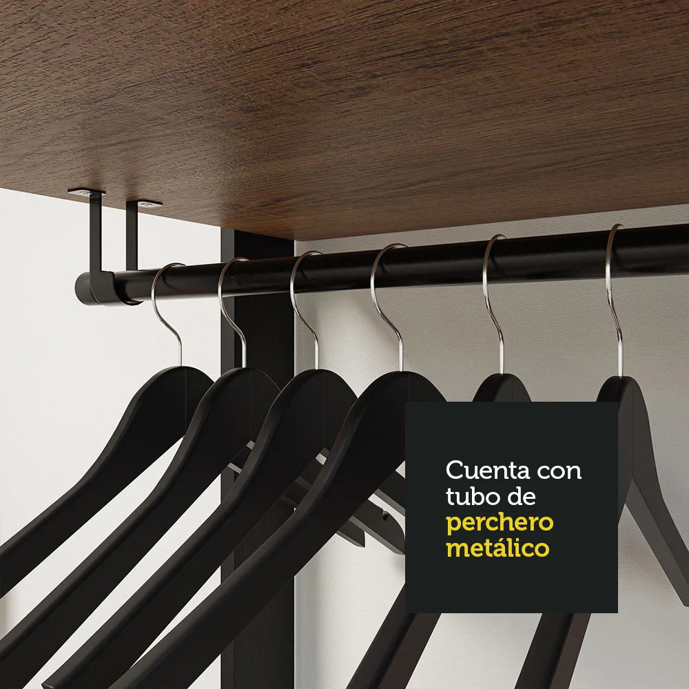Placard Ropero Modulado Valencia 4 Cajones 258cm Marrón/Negro 02 - Image 5