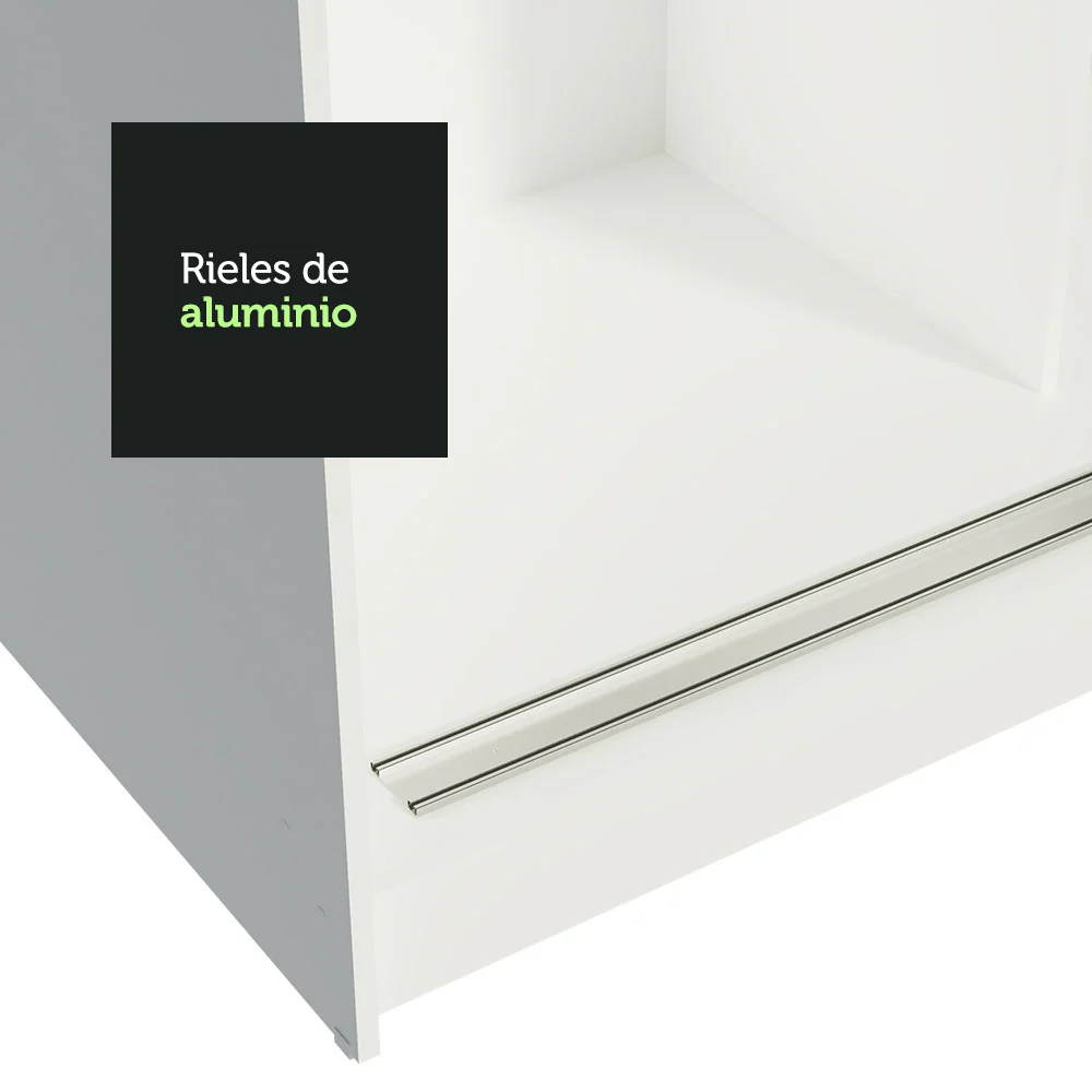 Placard Ropero Solteiro Madesa Tokio 2 Puertas Corredizas 2 Cajones Blanco/Marrón - Image 8