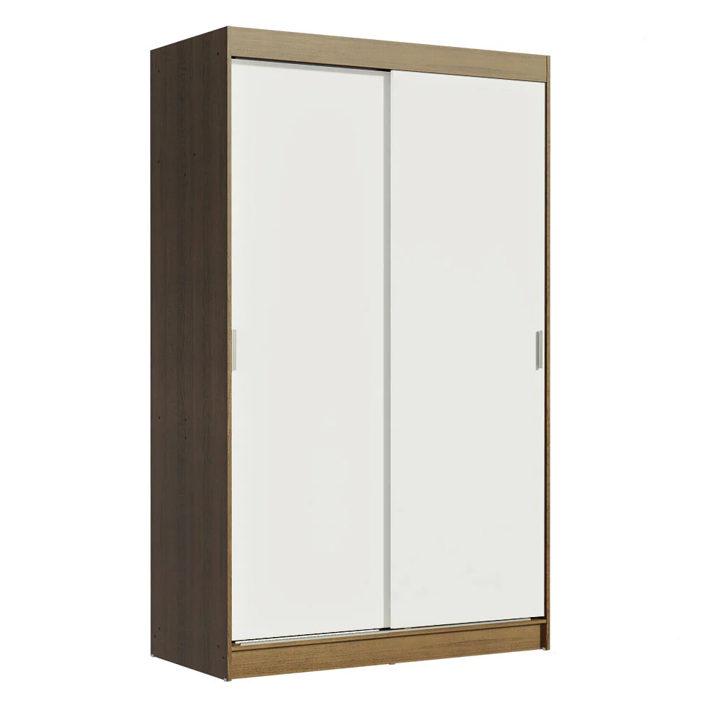 Placard Ropero Solteiro Madesa Tokio 2 Puertas Corredizas 2 Cajones Marrón/Blanco - Image 3