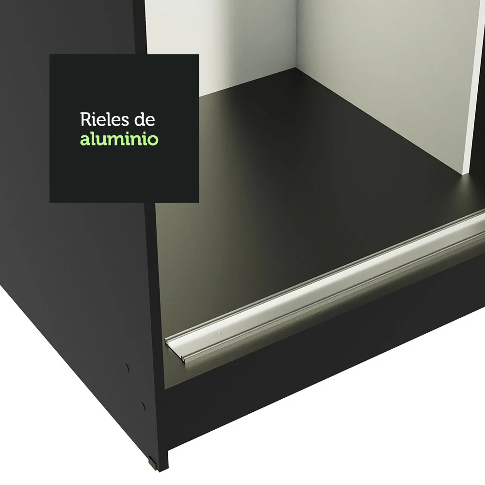 Placard Ropero Solteiro Madesa Tokio 2 Puertas Corredizas 2 Cajones Negro/Marrón - Image 8