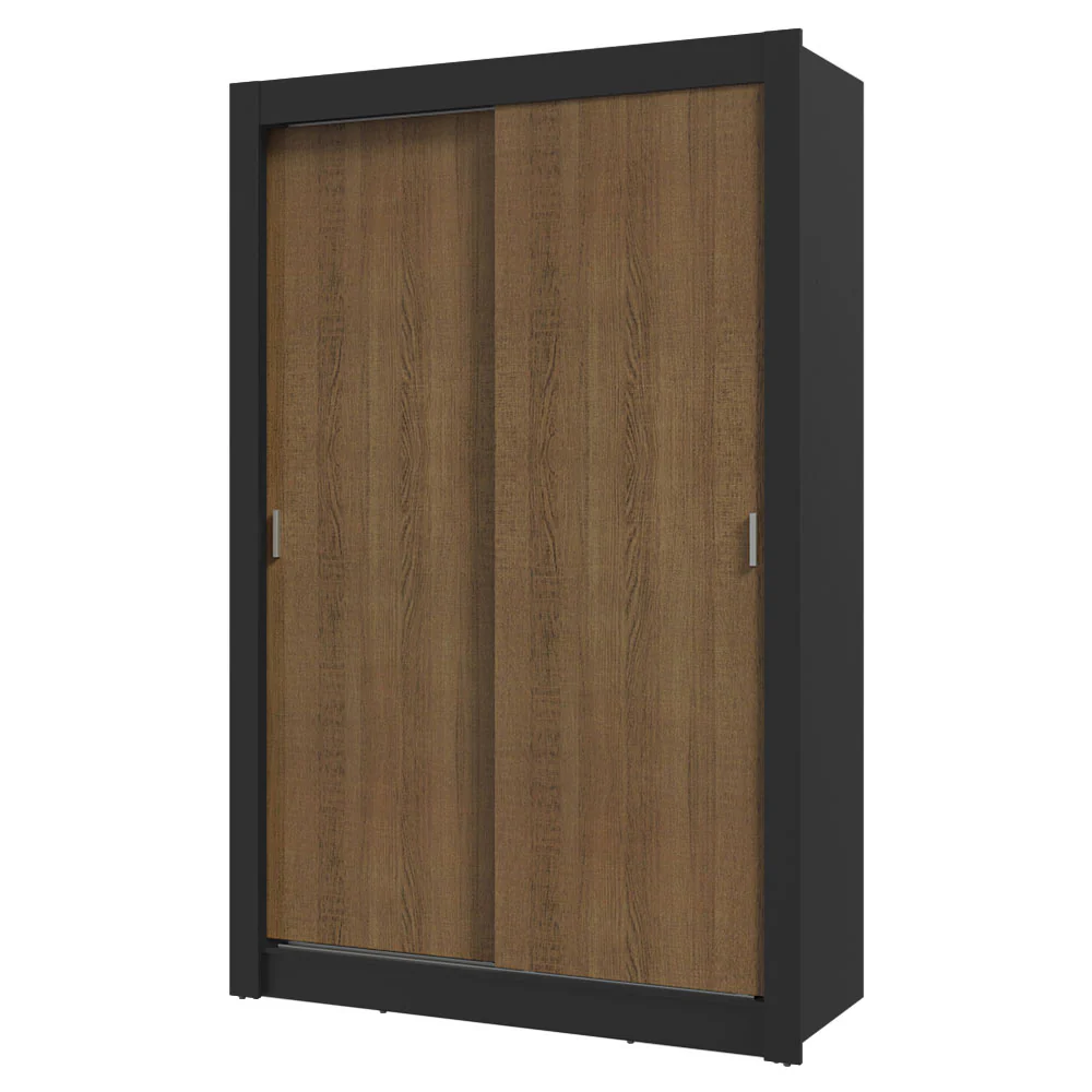 Placard Soltero 2 Puertas Corredizas 2 Cajones Negro/Marrón Vivare - Image 3