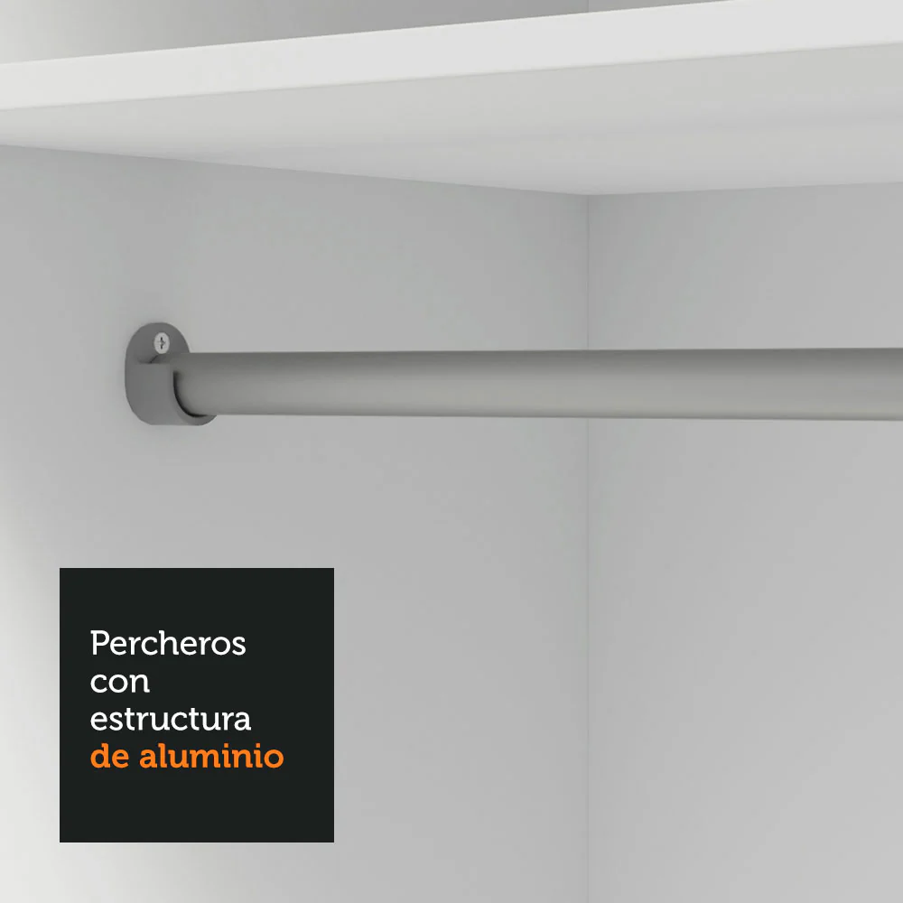 Placard Soltero 2 Puertas Corredizas con Espejo Blanco/Gris Milano - Image 7