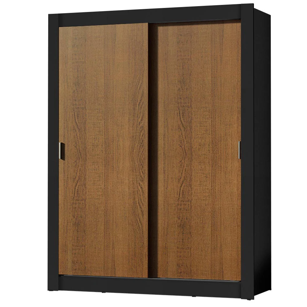 Placard Soltero Dallas Plus 2 Puertas Corredizas 4 Cajones Negro/Marrón - Image 3