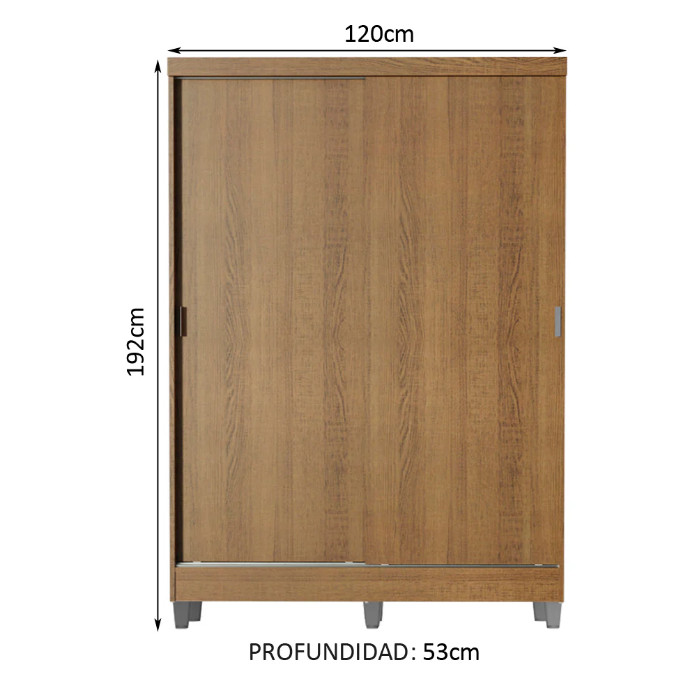 Placard Soltero Luke 2 Puertas Corredizas Madera con Patas - Marrón - Image 2