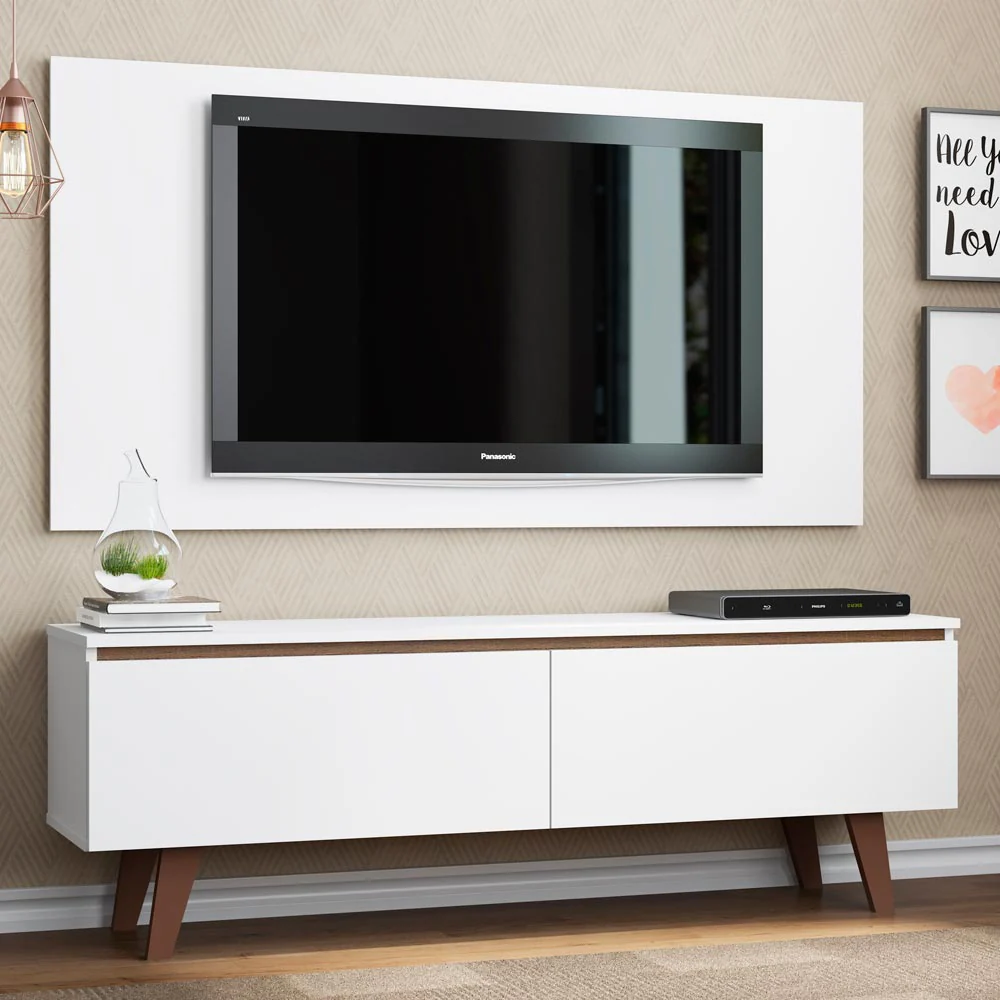 Rack con Panel de TV Le Mans hasta 55 pulgadas, 2 puertas, Blanco