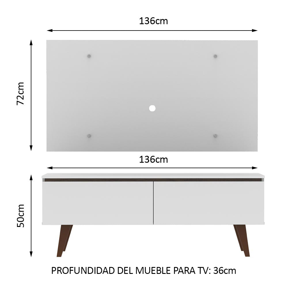 Rack con Panel de TV Le Mans hasta 55 pulgadas, 2 puertas, Blanco - Image 2