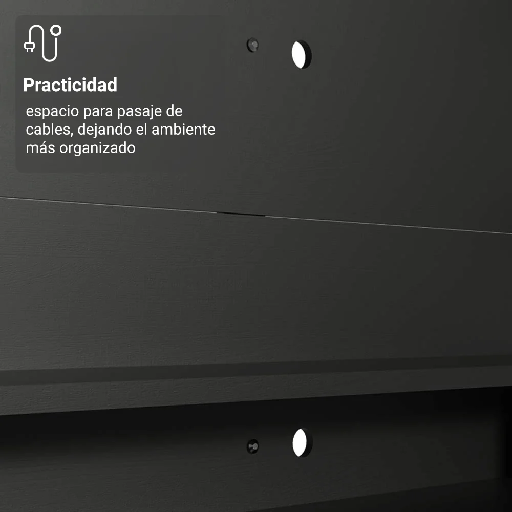 Rack con Panel para TV hasta 60 Pulgadas 180 cm con Patas Negro/Marrón Cancun Madesa - Image 6