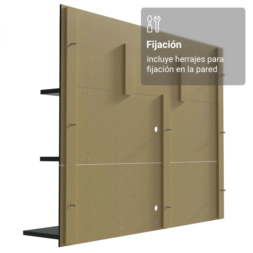Rack con Panel para TV hasta 60 Pulgadas 180 cm Negro Cancun Madesa - Image 7