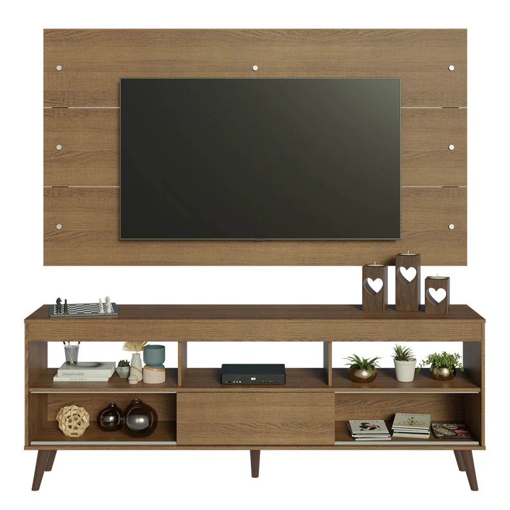 Rack con Panel para TV hasta 65 pulgadas Con Patas Detroit Marrón - Image 7