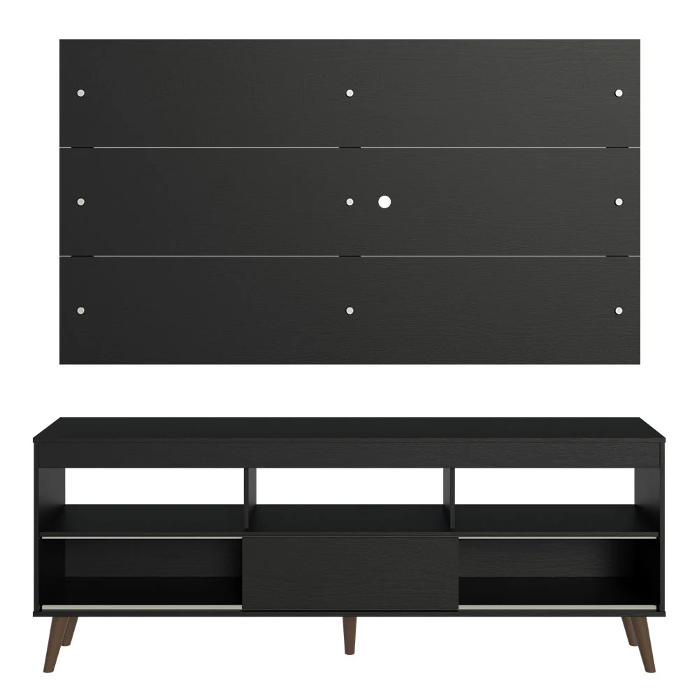 Rack con Panel para TV hasta 65 Pulgadas con Patas Negro Detroit Madesa - Image 8