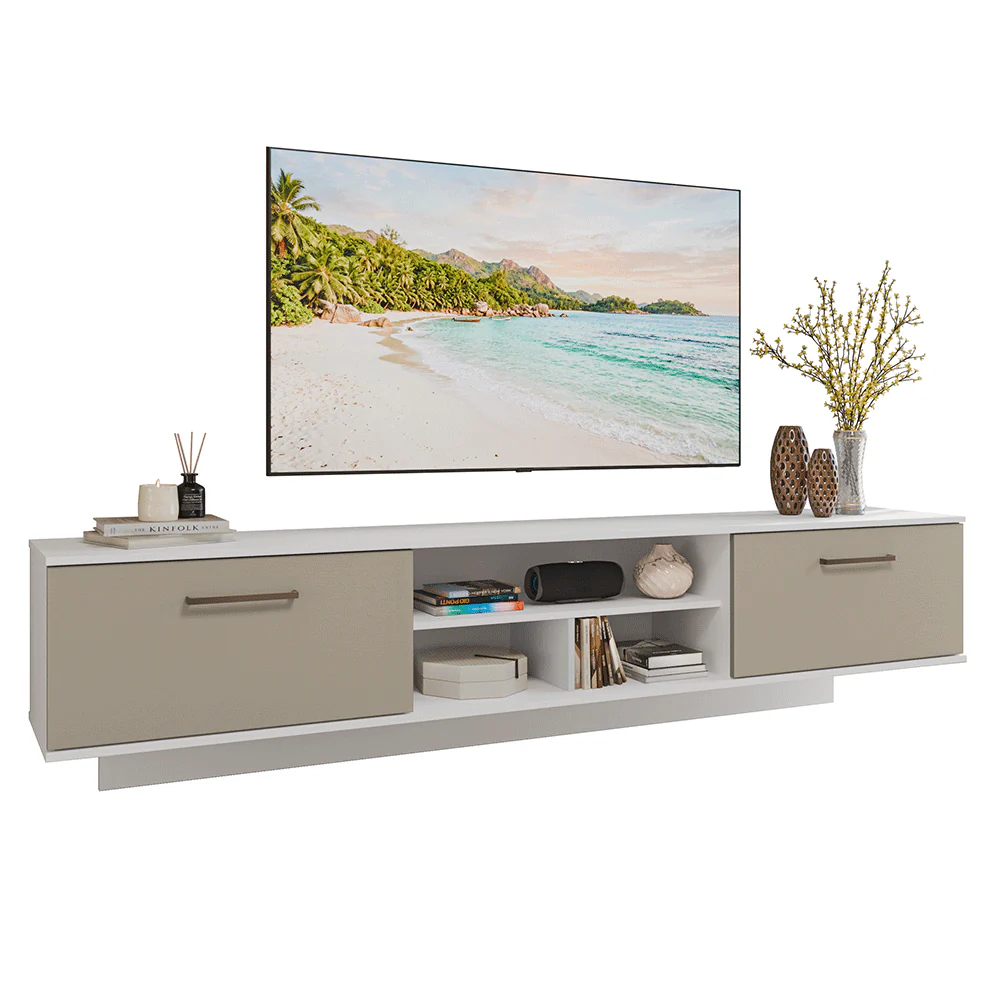 Rack Flotante para TV hasta 80 Pulgadas 218 cm 2 Puertas Blanco/Crema Agata Madesa - Image 3