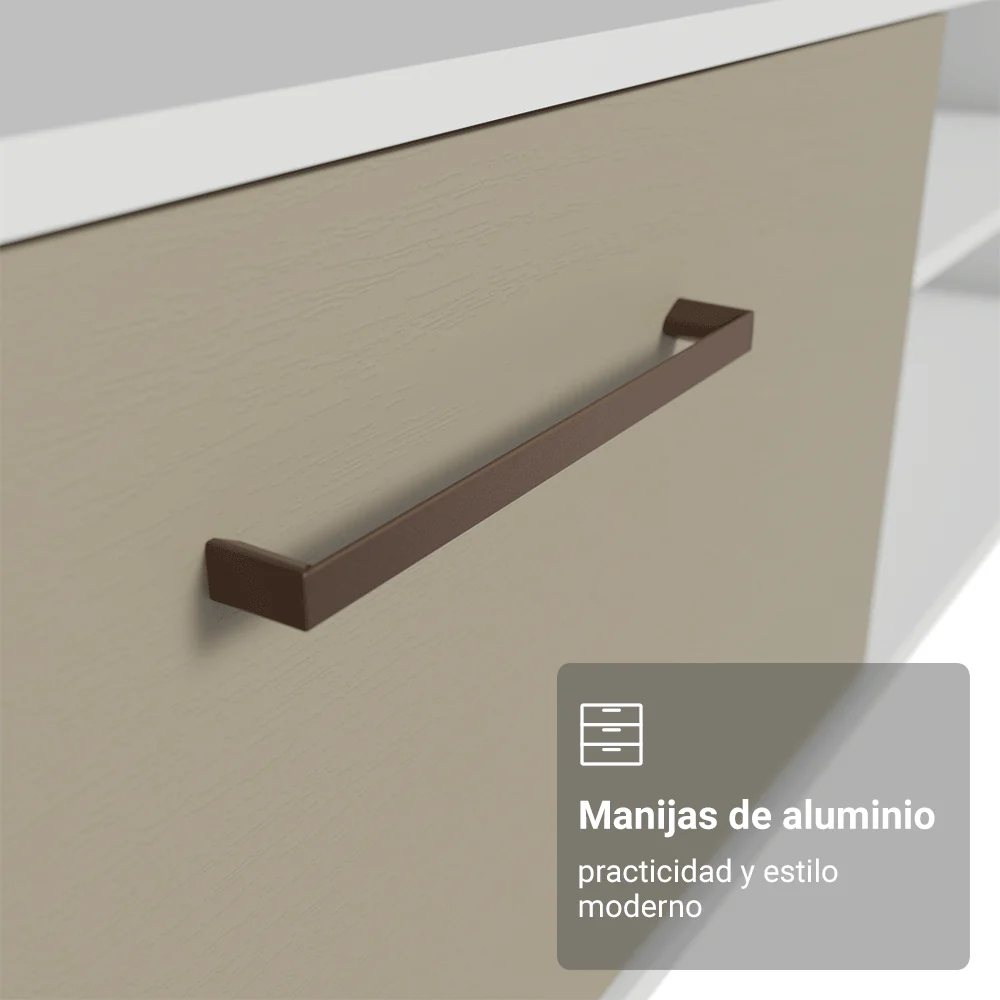 Rack Flotante para TV hasta 80 Pulgadas 218 cm 2 Puertas Blanco/Crema Agata Madesa - Image 7