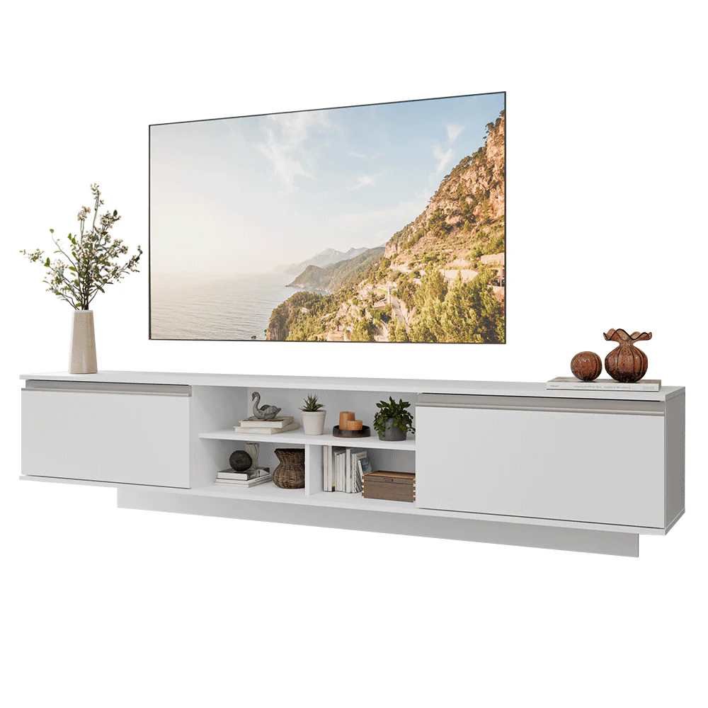 Rack Flotante para TV hasta 80 Pulgadas 218 cm 2 Puertas Blanco Glamy Madesa - Image 3