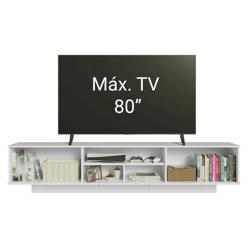 Rack Flotante para TV hasta 80 Pulgadas 218 cm 2 Puertas Blanco/Marrón Glamy Madesa - Image 5