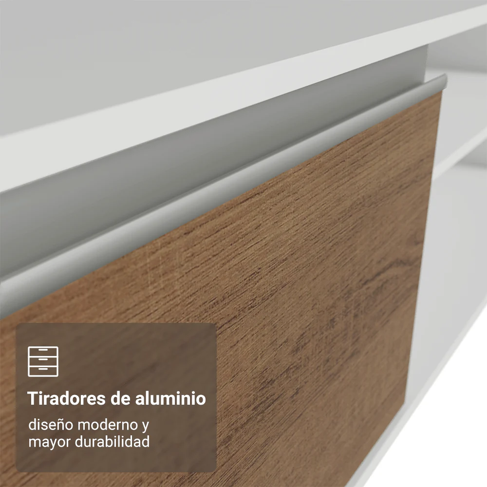 Rack Flotante para TV hasta 80 Pulgadas 218 cm 2 Puertas Blanco/Marrón Glamy Madesa - Image 7