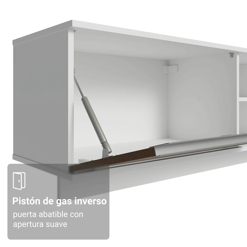 Rack Flotante para TV hasta 80 Pulgadas 218 cm 2 Puertas Blanco/Marrón Glamy Madesa - Image 8