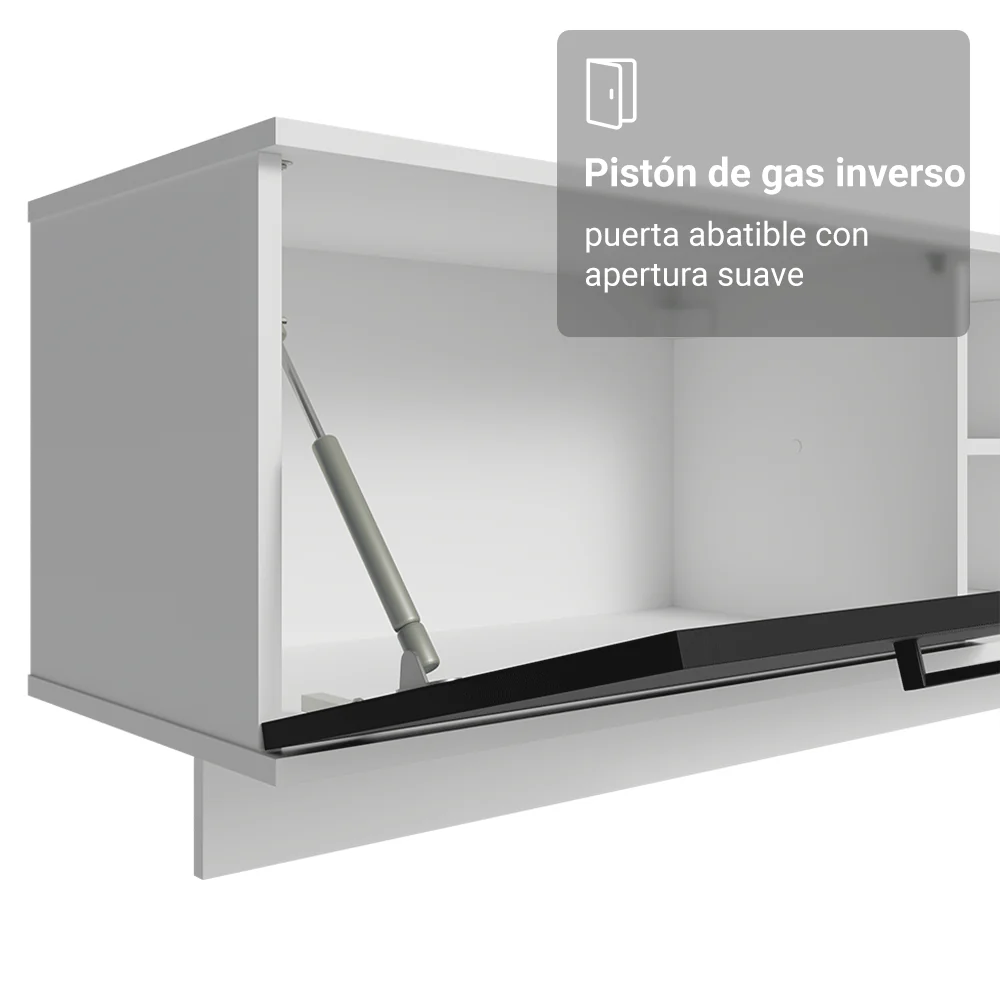 Rack Flotante para TV hasta 80 Pulgadas 218 cm 2 Puertas Blanco/Negro Agata Madesa - Image 8