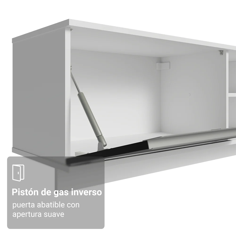 Rack Flotante para TV hasta 80 Pulgadas 218 cm 2 Puertas Blanco/Negro Glamy Madesa - Image 8