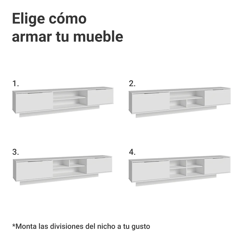 Rack Flotante para TV hasta 80 Pulgadas 218 cm 2 Puertas Blanco Stella Madesa - Image 6
