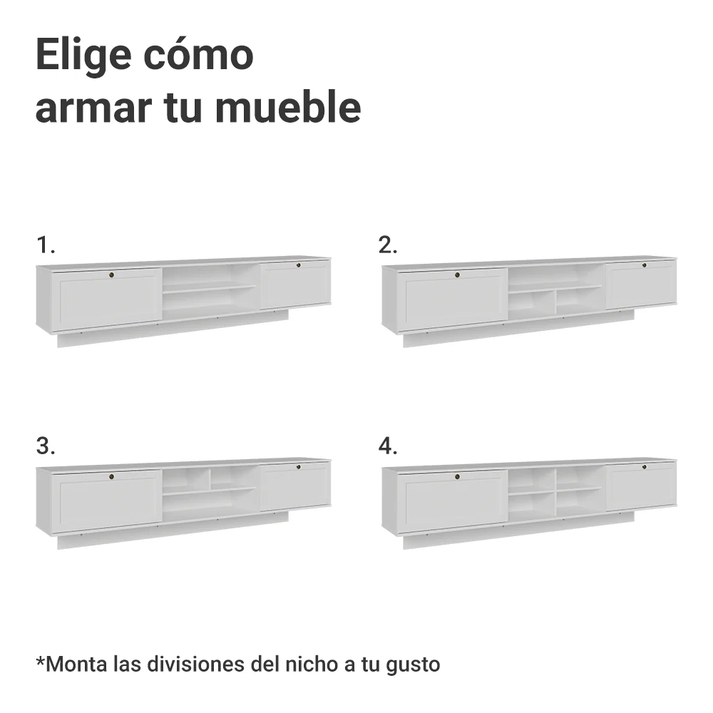 Rack Flotante para TV hasta 80 Pulgadas 218 cm 2 Puertas Blanco Vik Madesa - Image 7