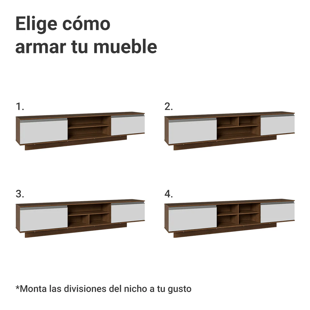 Rack Flotante para TV hasta 80 Pulgadas 218 cm 2 Puertas Marrón/Blanco Glamy Madesa - Image 6