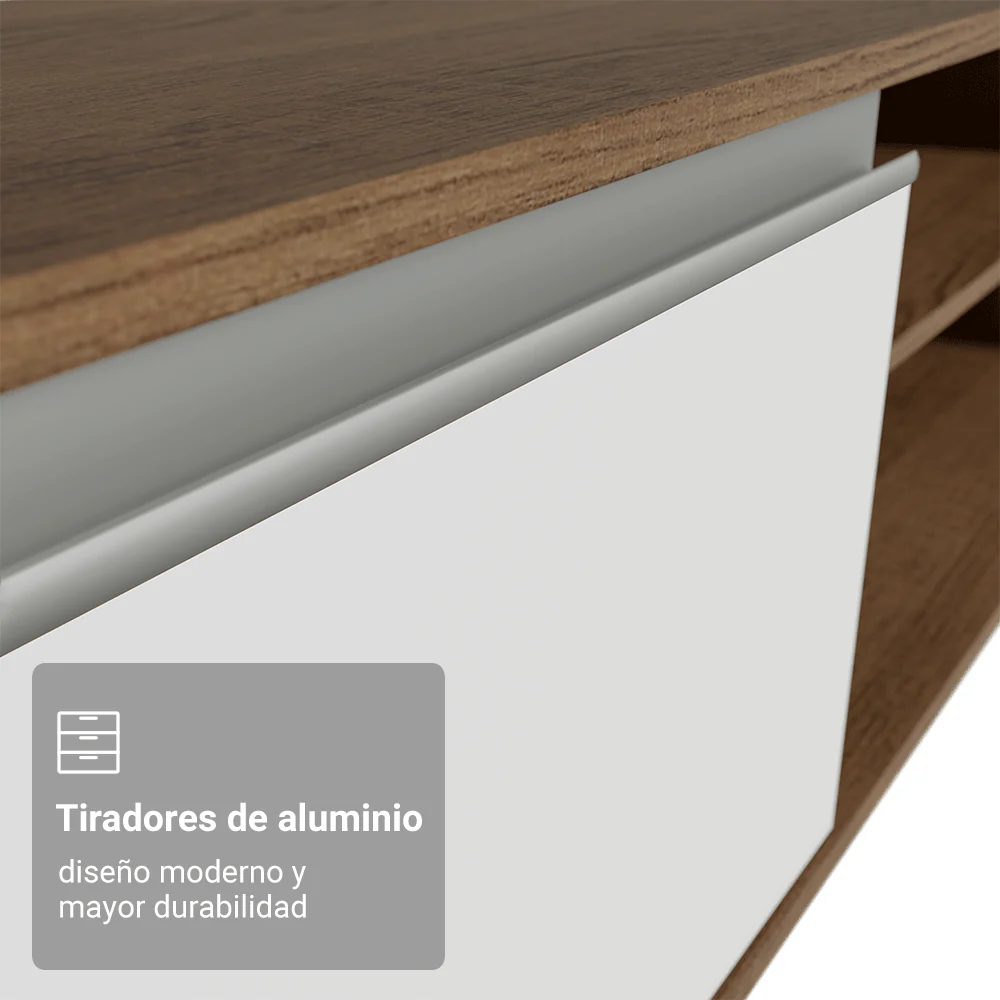 Rack Flotante para TV hasta 80 Pulgadas 218 cm 2 Puertas Marrón/Blanco Glamy Madesa - Image 7