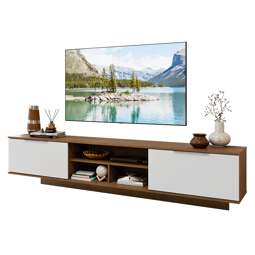Rack Flotante para TV hasta 80 Pulgadas 218 cm 2 Puertas Marrón/Blanco Stella Madesa - Image 3