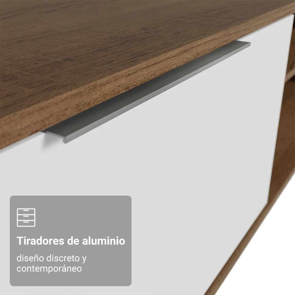 Rack Flotante para TV hasta 80 Pulgadas 218 cm 2 Puertas Marrón/Blanco Stella Madesa - Image 7