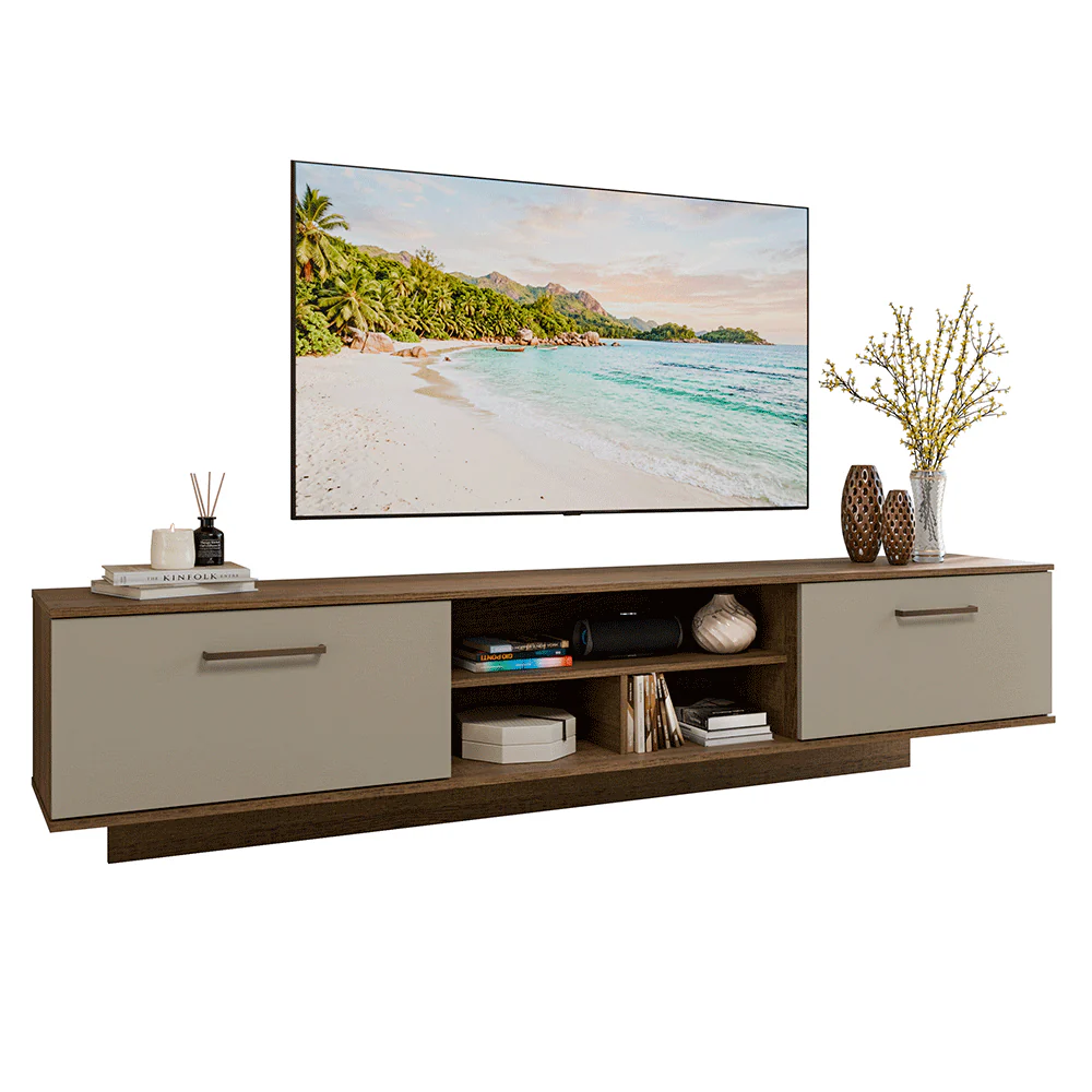 Rack Flotante para TV hasta 80 Pulgadas 218 cm 2 Puertas Marrón/Crema Agata Madesa - Image 3