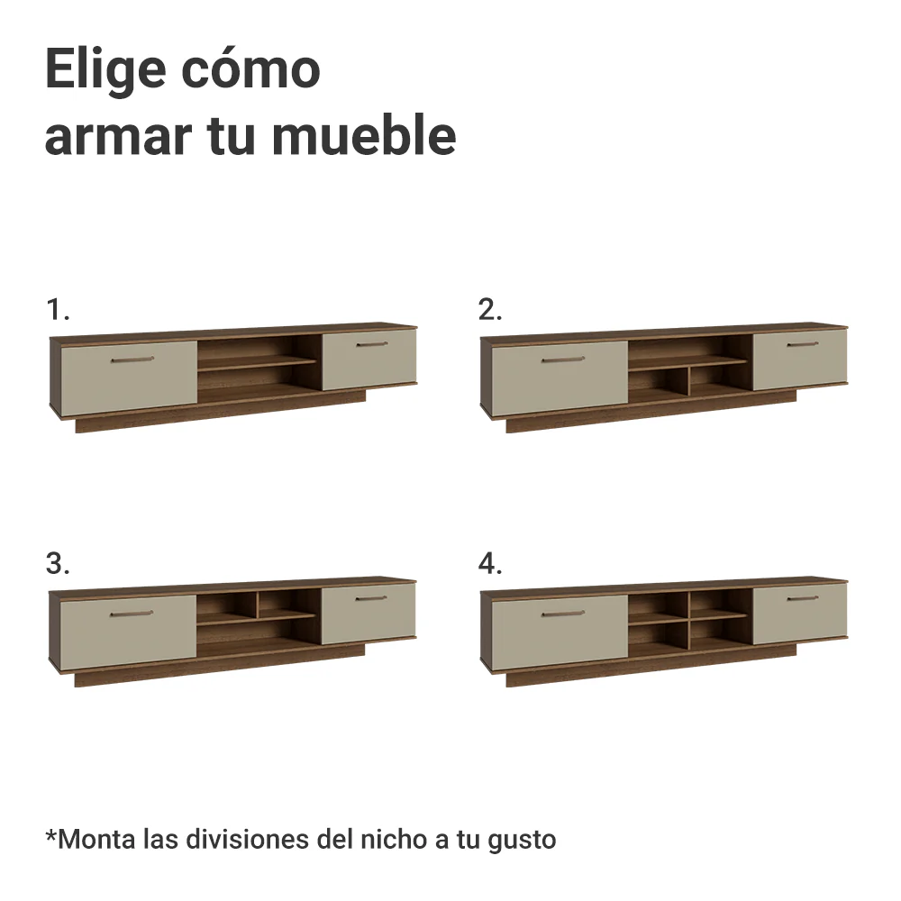 Rack Flotante para TV hasta 80 Pulgadas 218 cm 2 Puertas Marrón/Crema Agata Madesa - Image 6