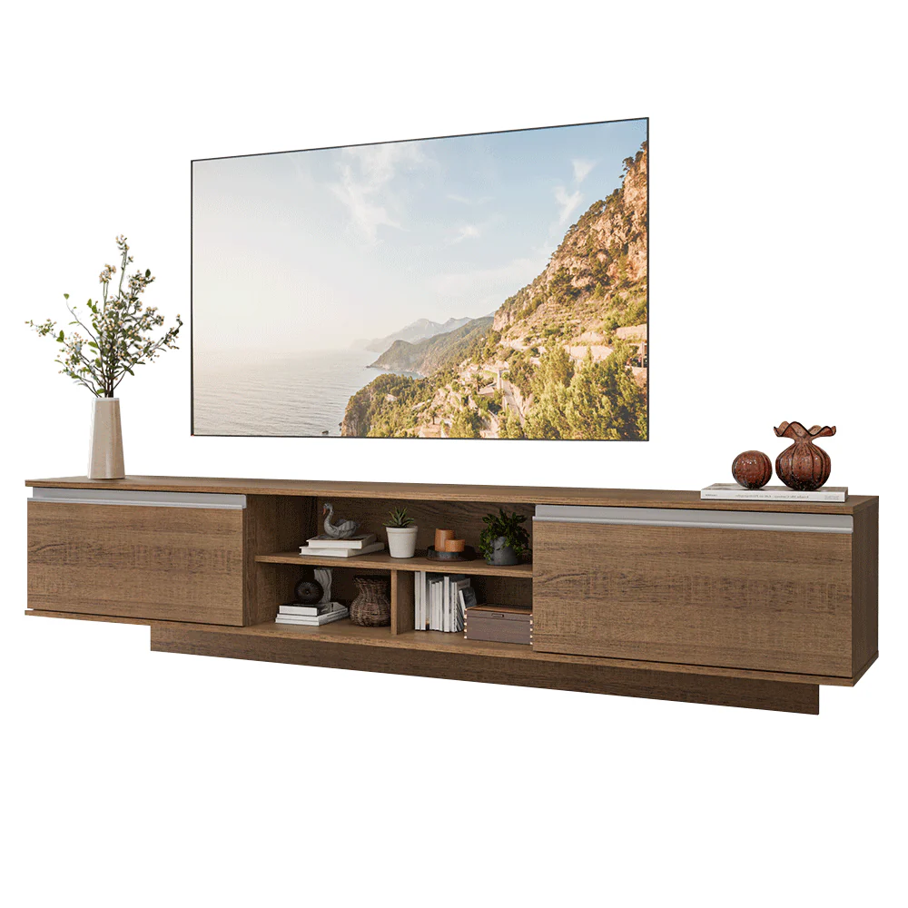 Rack Flotante para TV hasta 80 Pulgadas 218 cm 2 Puertas Marrón Glamy Madesa - Image 3