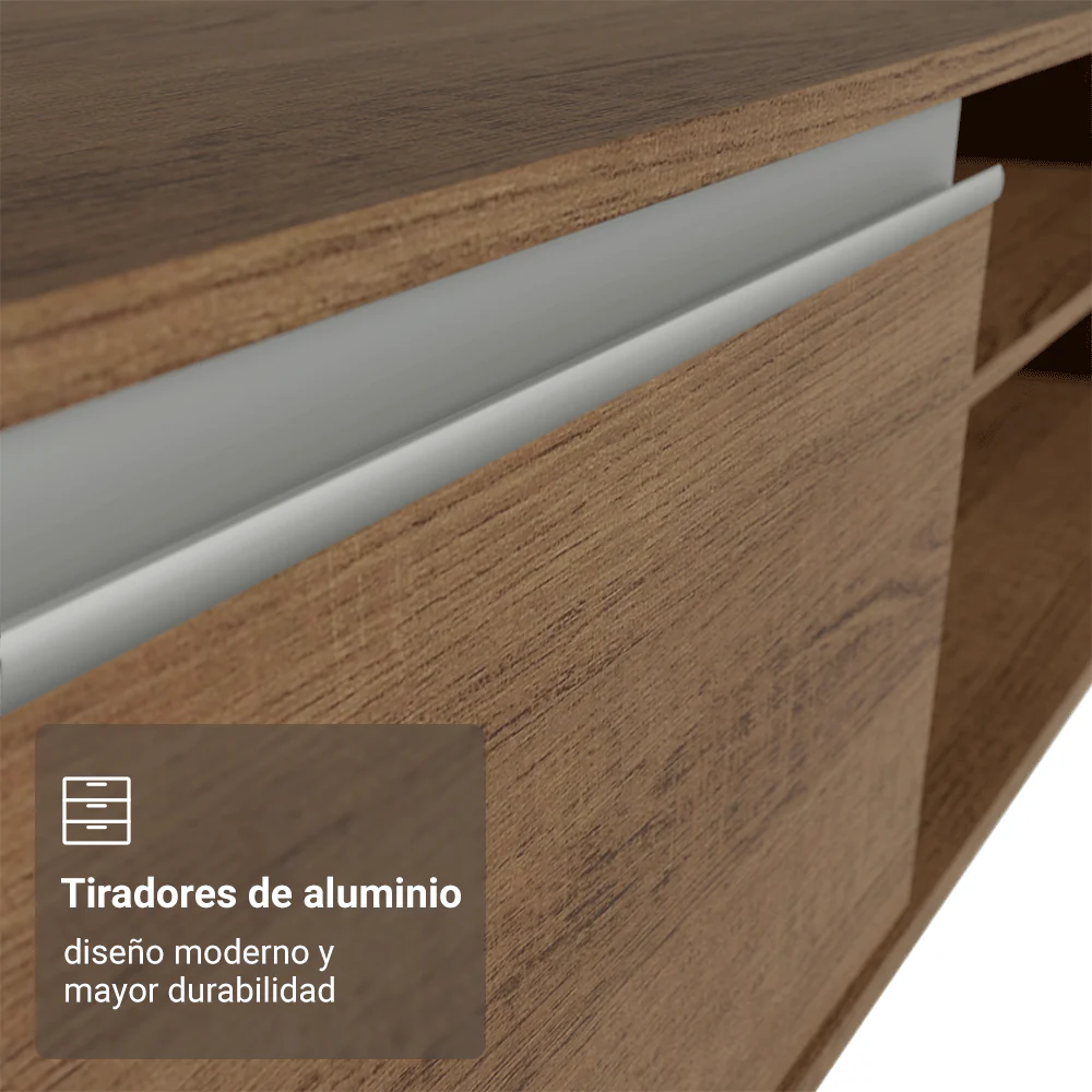Rack Flotante para TV hasta 80 Pulgadas 218 cm 2 Puertas Marrón Glamy Madesa - Image 7