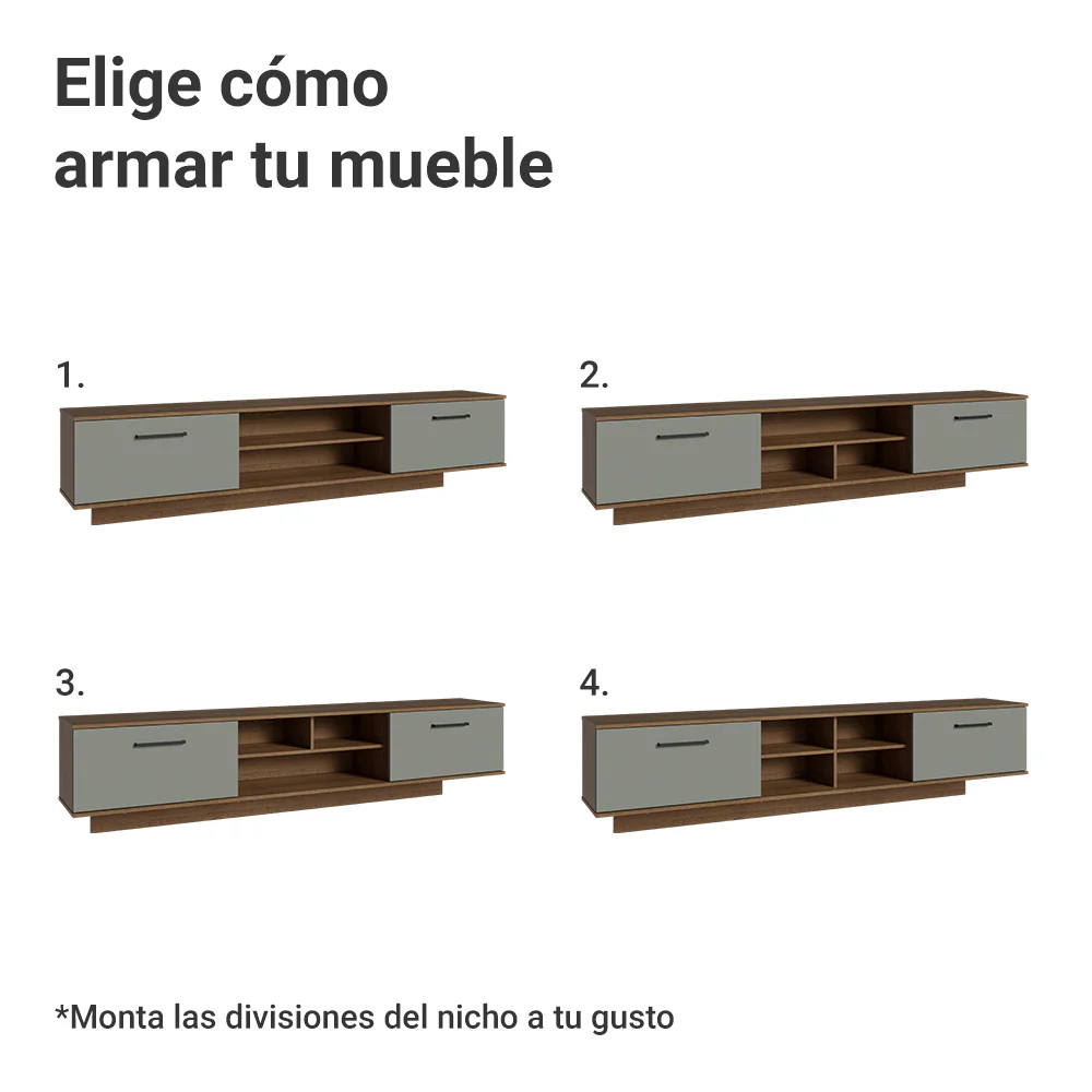 Rack Flotante para TV hasta 80 Pulgadas 218 cm 2 Puertas Marrón/Gris Agata Madesa - Image 6