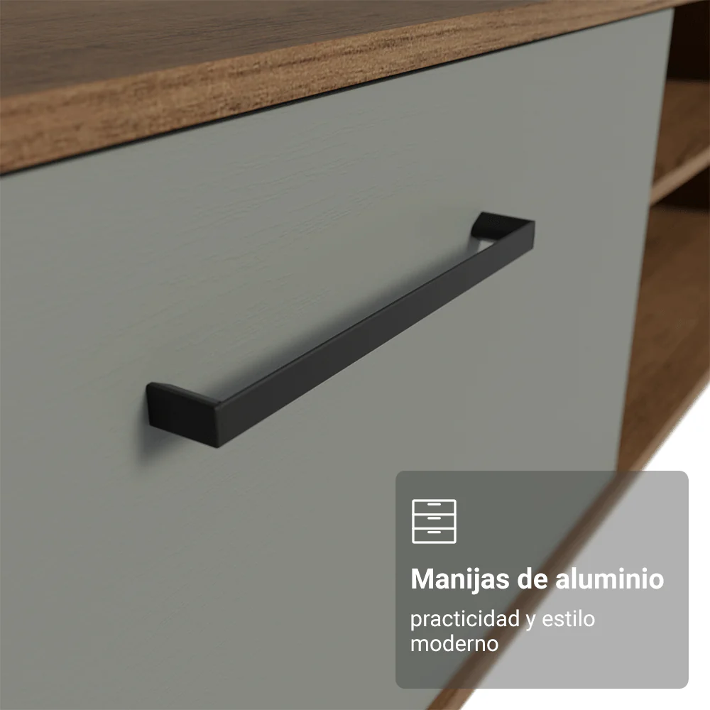 Rack Flotante para TV hasta 80 Pulgadas 218 cm 2 Puertas Marrón/Gris Agata Madesa - Image 7
