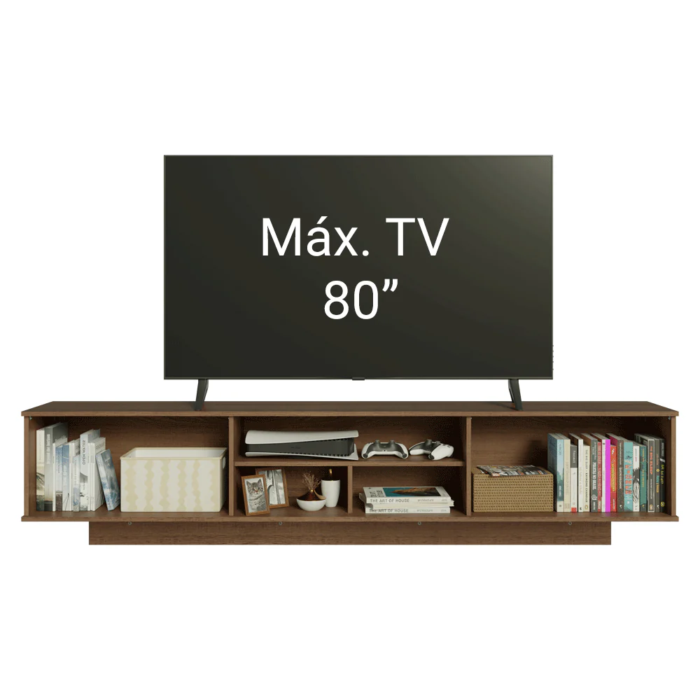 Rack Flotante para TV hasta 80 Pulgadas 218 cm 2 Puertas Marrón/Gris Lux Madesa - Image 5
