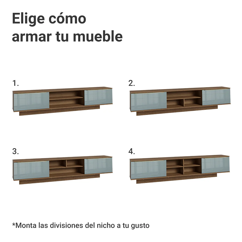 Rack Flotante para TV hasta 80 Pulgadas 218 cm 2 Puertas Marrón/Gris Lux Madesa - Image 6