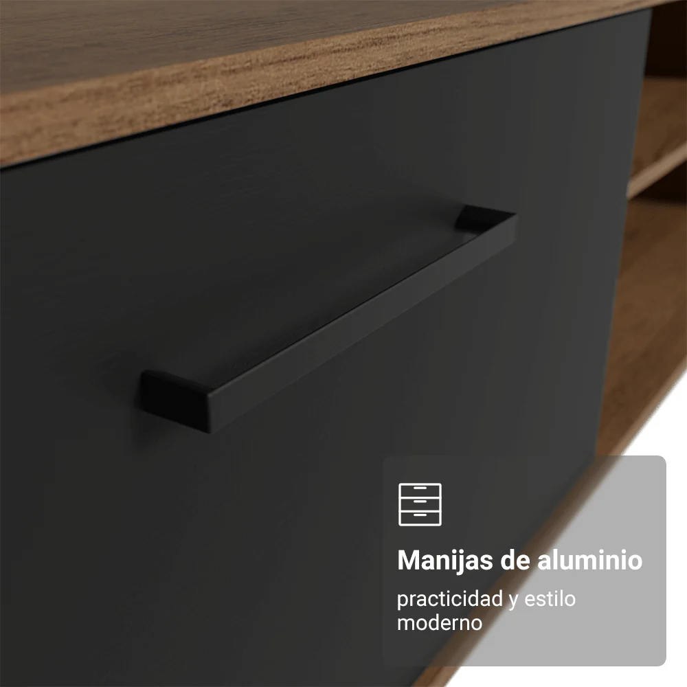 Rack Flotante para TV hasta 80 Pulgadas 218 cm 2 Puertas Marrón/Negro Agata Madesa - Image 7