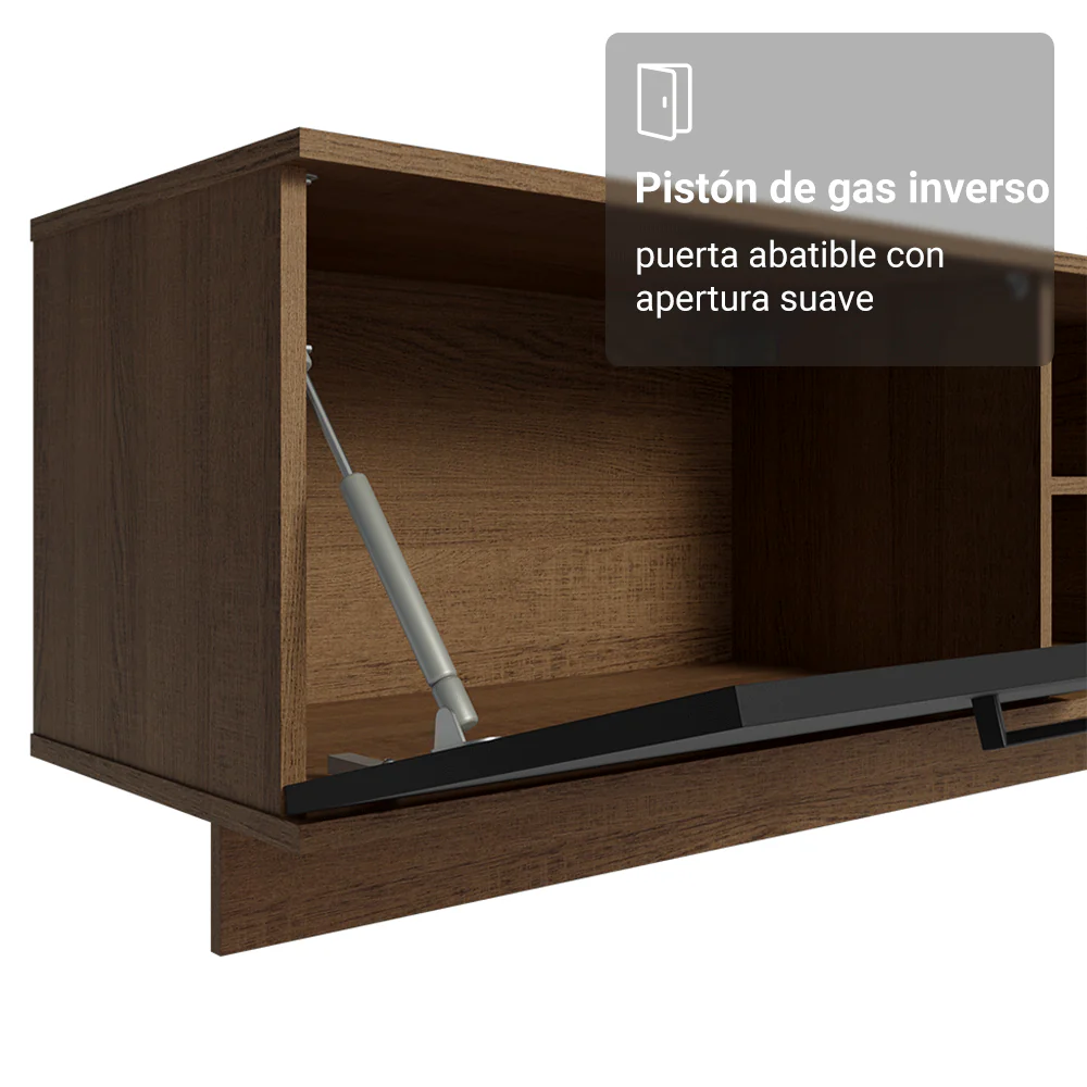 Rack Flotante para TV hasta 80 Pulgadas 218 cm 2 Puertas Marrón/Negro Agata Madesa - Image 8