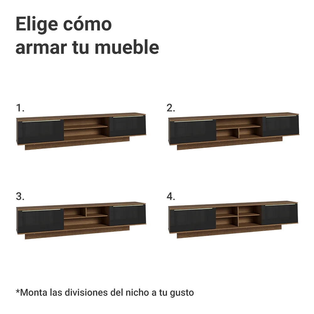 Rack Flotante para TV hasta 80 Pulgadas 218 cm 2 Puertas Marrón/Negro Lux Madesa - Image 6