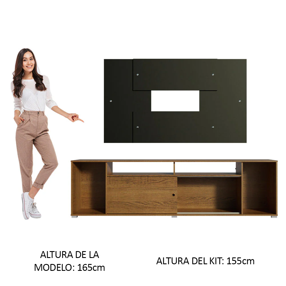 Rack Madesa Cancun con Panel para TV hasta 58 Pulgadas Marrón/Negro - Image 4