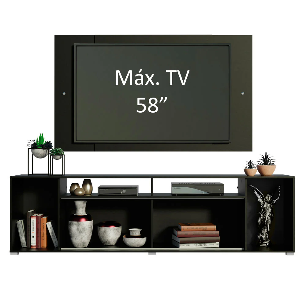 Rack Madesa Cancun con Panel para TV hasta 58 Pulgadas Negro - Image 5