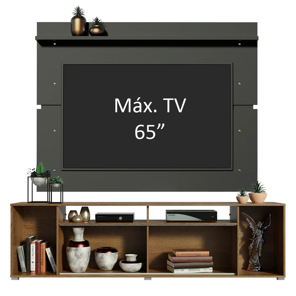 Rack Madesa Cancun con Panel para TV hasta 65 Pulgadas Marrón/Negro - Image 5