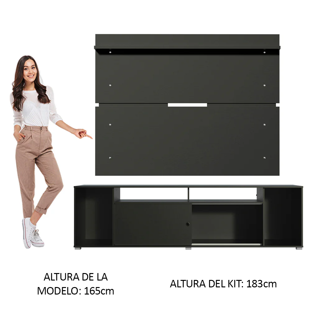 Rack Madesa Cancun con Panel para TV hasta 65 Pulgadas Negro - Image 4