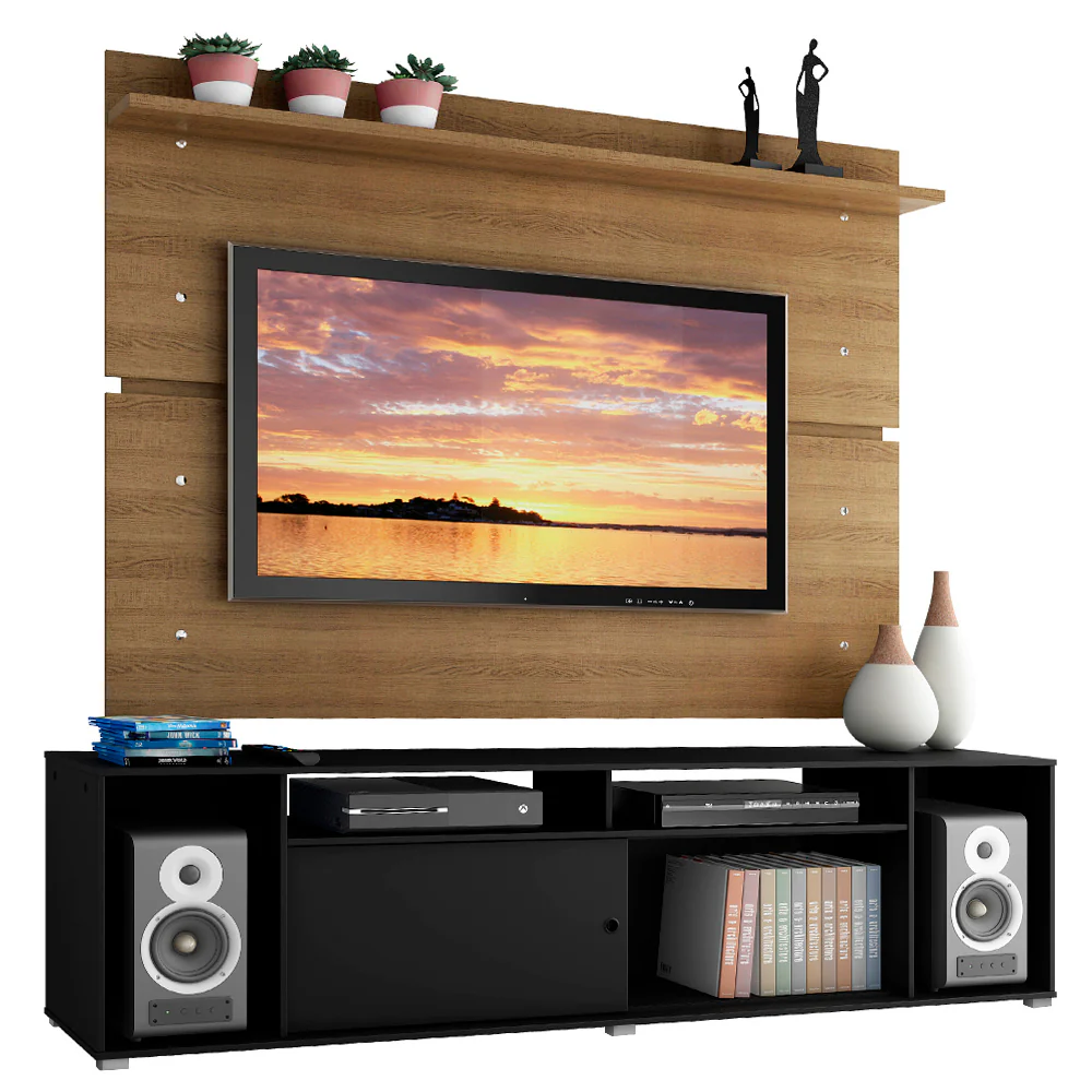 Rack Madesa Cancun con Panel para TV hasta 65 Pulgadas Negro/Marrón - Image 3